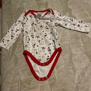 Red and White Polar Bear Print Kids One Piece